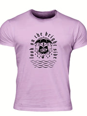 Men's Letter Print T shirt Casual Breathable Tee for Summer