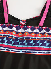 Boho Tankini Set Women's Plus Tribal Print Tankini Two Piece Set