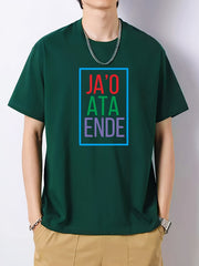 Colorful Letter Pattern Print Men's Graphic Cotton Crew Neck T shirt