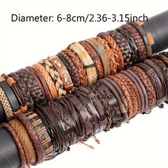 50pcs Vintage Leather Bracelets for Men Women Casual Dress Accessories