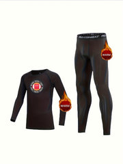 2pcs Kids Fleece Thermal Compression Sets Football & Letter Print