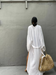 Loose Fit V Neck Cover Up Shirt for Women