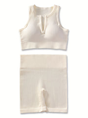 Ribbed Workout Set: Tank Top & Leggings for Women