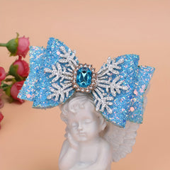 Snowflake Sequin Hair Bow Clip For Girls Kids