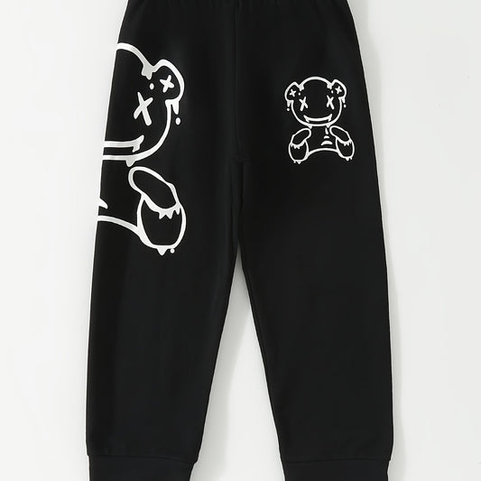 Boy's Bear Print Stretch Pants for Spring and Fall