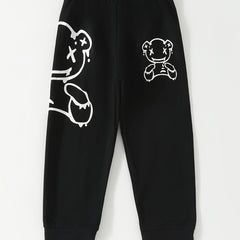 Boy's Bear Print Stretch Pants for Spring and Fall