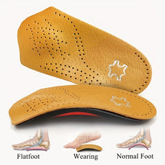 Arch Correcting Insoles Yellow Leather Arch Half Cushion Flat Foot Insoles