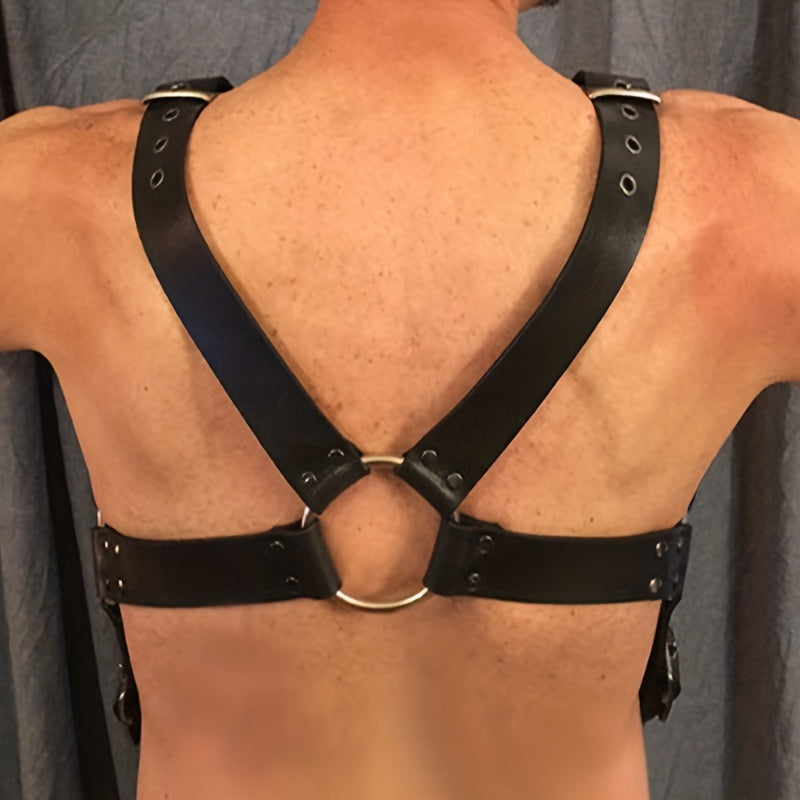 Men's Punk Shoulder Strap PU Leather Adjustable Harness Belt