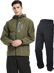 Men's Waterproof Rain Jacket Set - Windproof Lightweight Adventure Gear