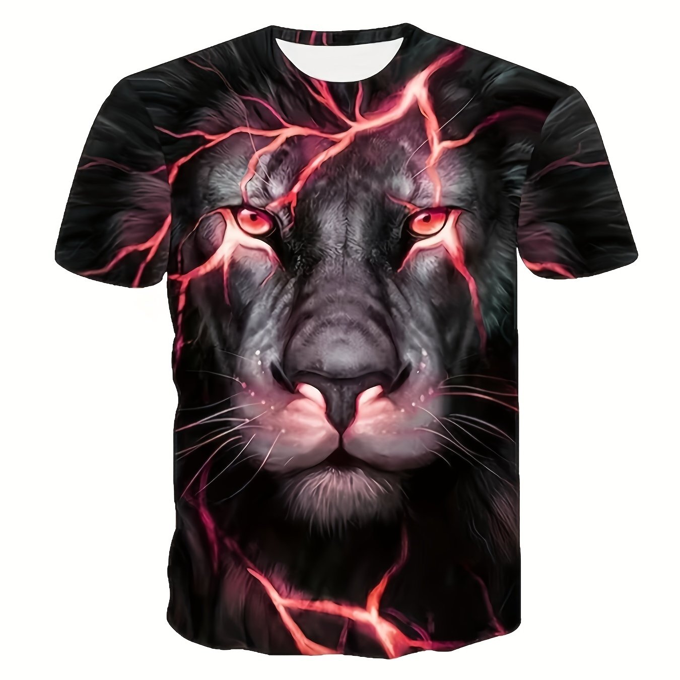 Kids' Lion & Lightning 3D Print T Shirt Short Sleeve Tee