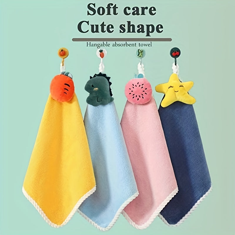 Cartoon Fruit Handkerchief Set with Ring - High Soft Coral Velvet Towels
