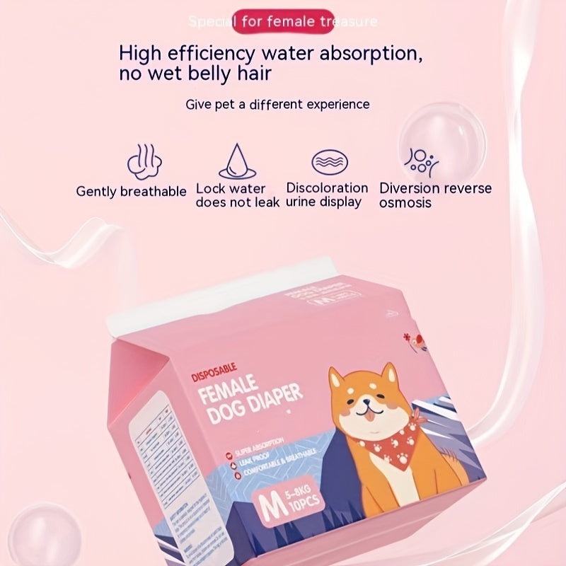 10pcs Disposable Dog Diapers High Absorbent Quick Dry Pet Sanitary Physiological