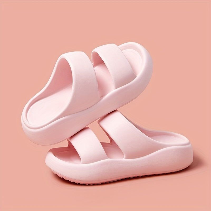 Women's Solid Sandals Double Strap Slip On Sports Shoes