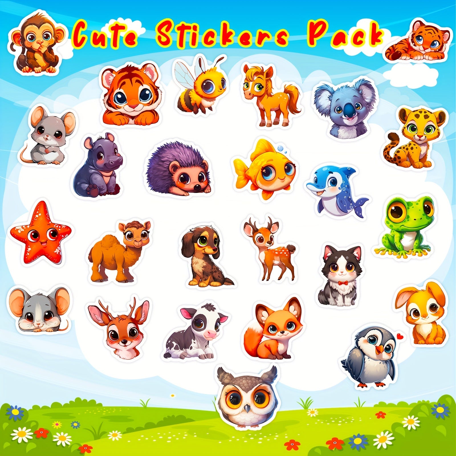 100pcs Cartoon Animal Stickers for Laptops Cars Skateboards