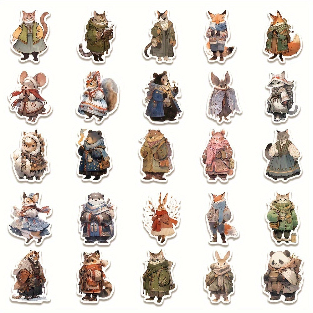 50pcs Winter Animal Series Phone Case Graffiti Stickers