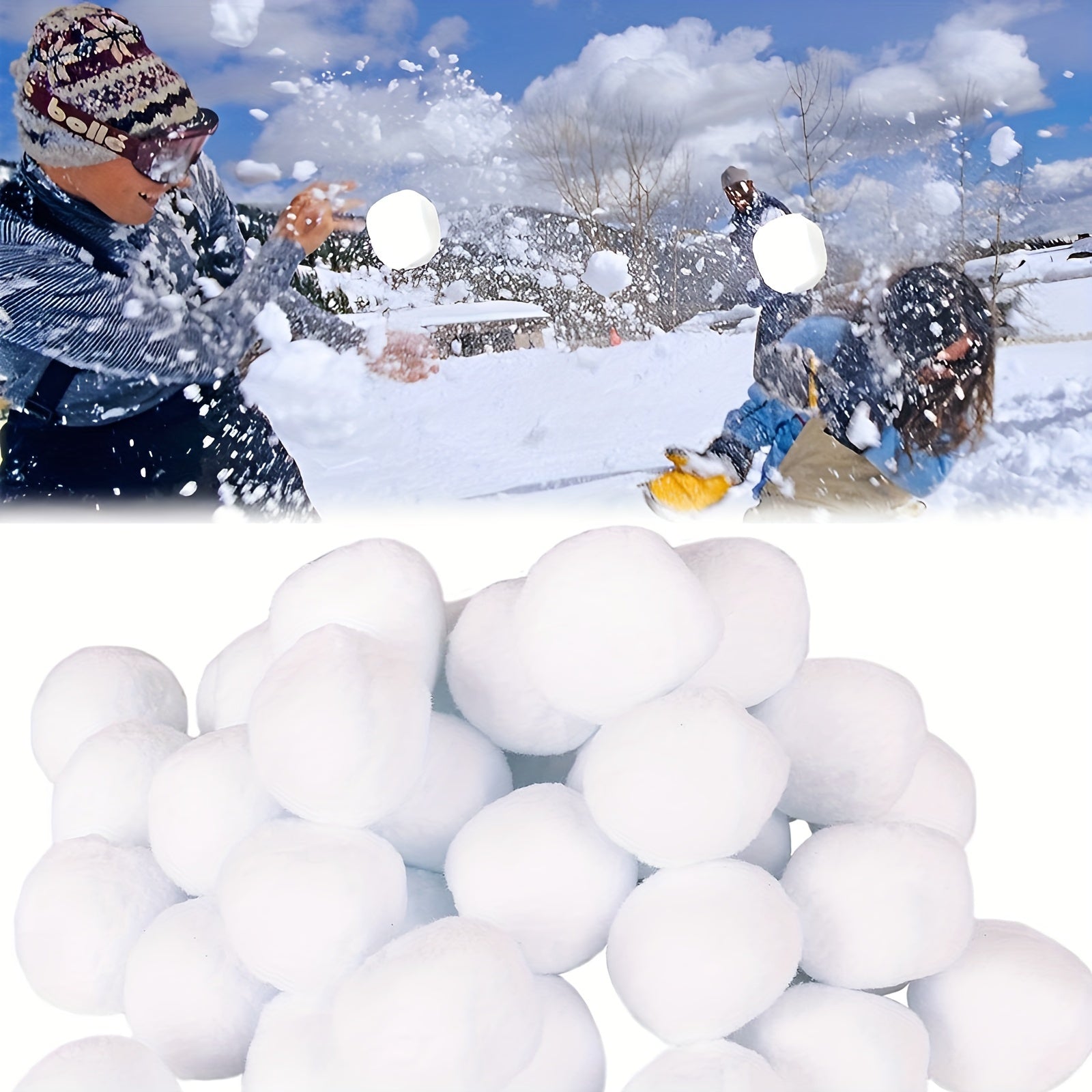 Set of 50 Artificial Snowballs for Outdoor Snow Play and Christmas Tree Decor