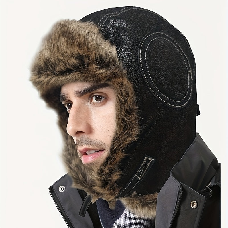 Winter Retro Windproof Warm Ear Protection Leather Hat