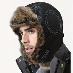 Winter Retro Windproof Warm Ear Protection Leather Hat