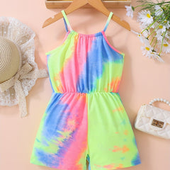 Toddler Girls Tie Dye Halter Romper for Beach Vacation