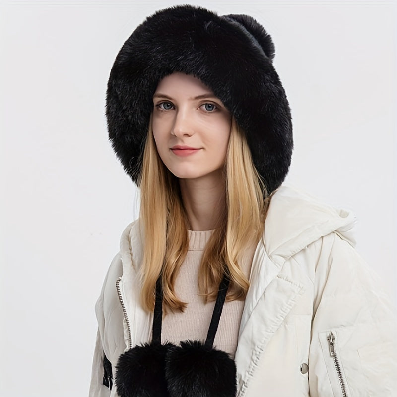 Women's Fleece Pom Beanie Hat with 3 Pompom