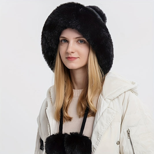 Women's Fleece Pom Beanie Hat with 3 Pompom