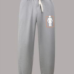 Graphic Print Joggers Men s Casual Stretch Waist Drawstring Sports Pants