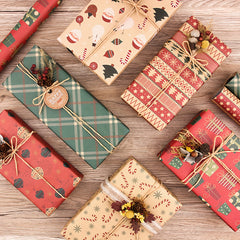 Retro Flower Art Wrapping Paper for Christmas Gifts
