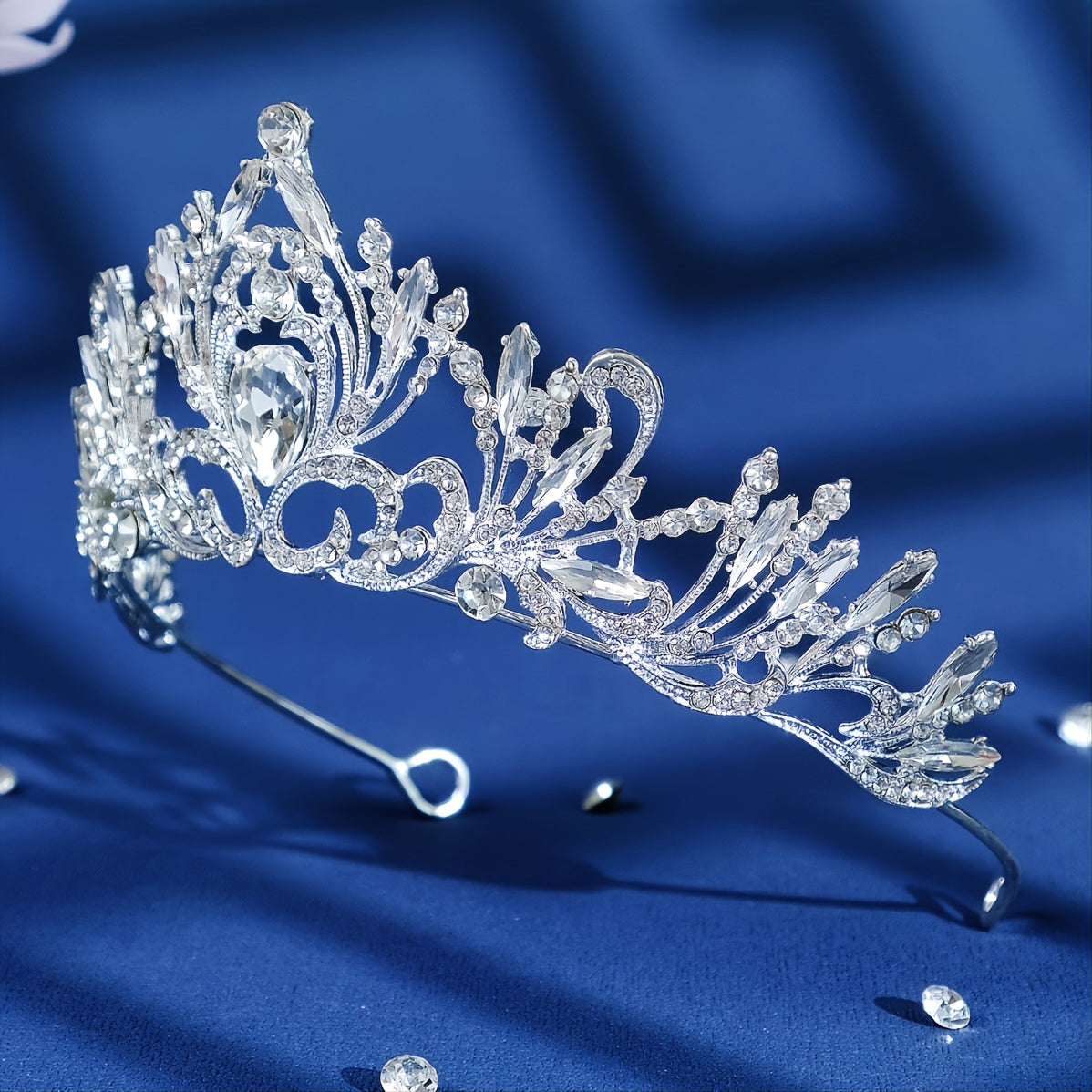 Vintage Silver Bridal Crown Stone Wedding Crown