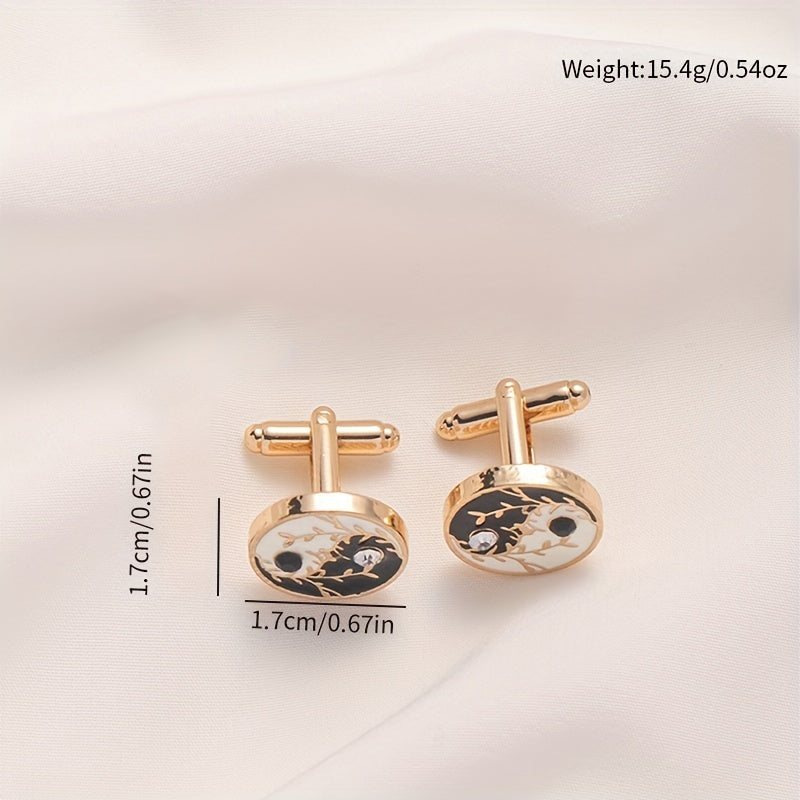 Men's Retro Tai Chi Cufflinks Shirt Cuffs Buttons