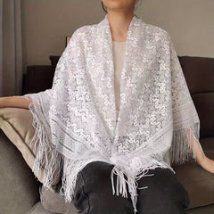 Embroidered Tassel Shawl Wrap Sunscreen Cape