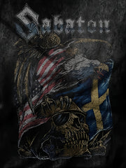 Skull Eagle Flag Pattern Print Men's Short Sleeve T-shirt Graphic Tee