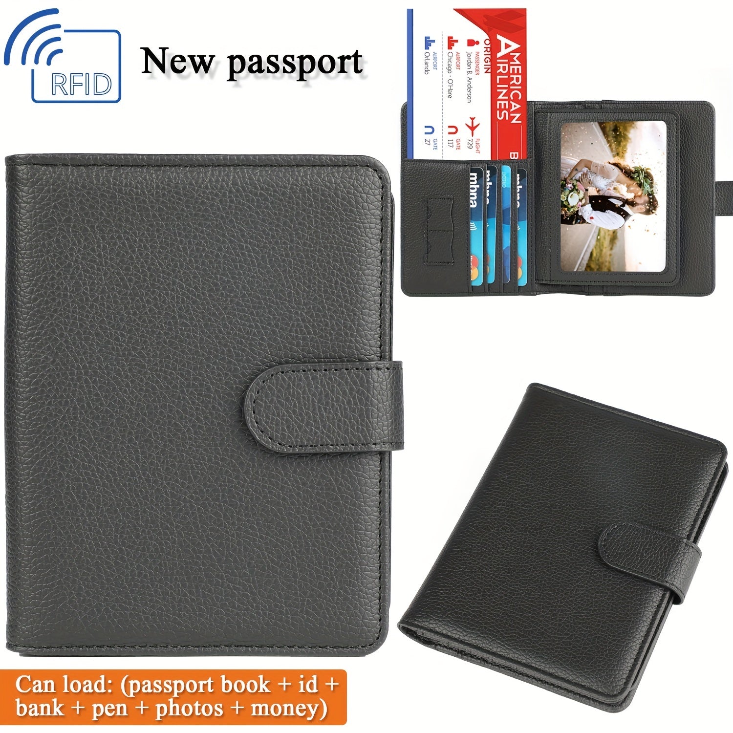 RFID Blocking Buckle Passport Holder Business Boarding Travel Passport Holder