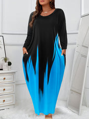 Ombre Long Sleeve Maxi Dress