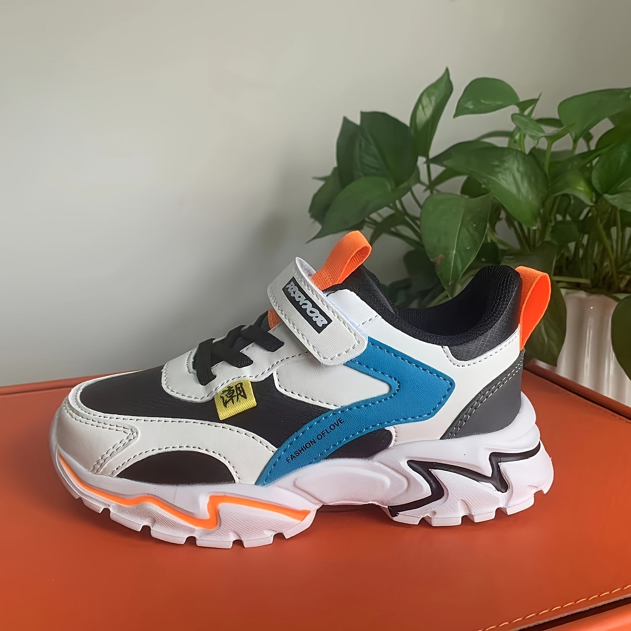Kids Block Hook And Loop Sneakers with Letters Decoration