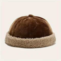 Winter Retro Cotton Warm Brimless Cap Men Women