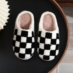 Plaid Memory Foam Slippers Plush Lined Comfortable Indoor Home Shoes