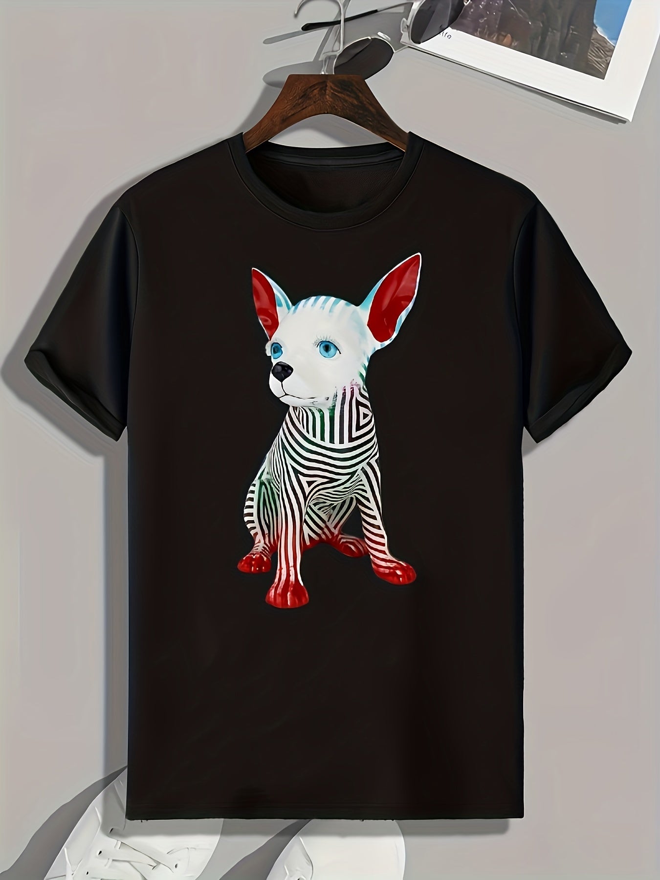 Puppy Pattern Print Men's Sports T-Shirt - Summer Outdoor Wear