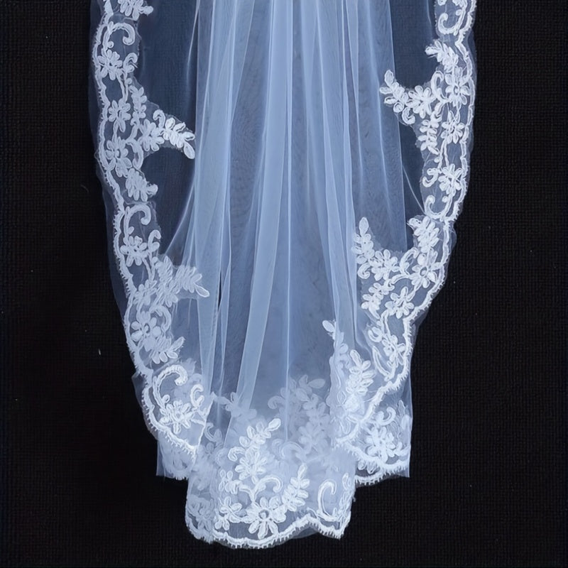Lace Edge Bridal Veil With Comb Wedding Hair Accessories