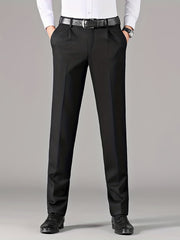 Men's Classic Solid Stretch Dress Pants for Business Fall Winter