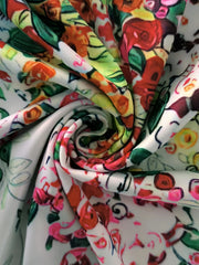 Two Piece Dress Set Solid Half Sleeve Crop Top & Floral Print Dress