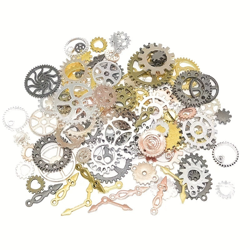 50g Steampunk Multicolor Mixed Mechanical Alloy Gear Pendant for DIY Jewelry