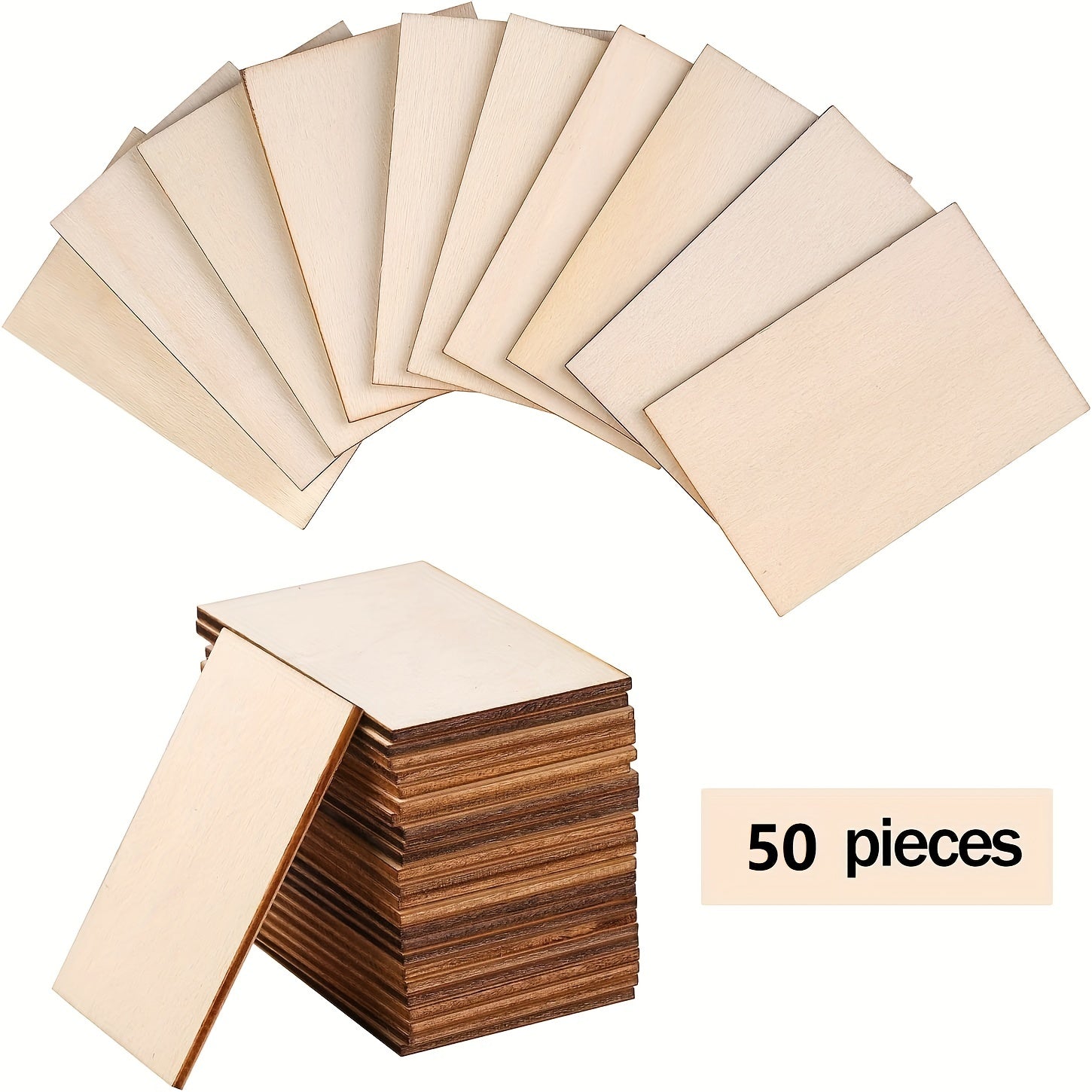 50pcs 5x7 2x3inch Blank Wood Chips for DIY Art Craft Projects