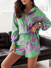 Floral Print Two piece Set Drop Shoulder Shirt & Shorts Outfit