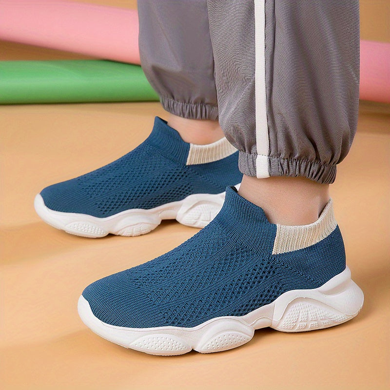Boys Breathable Woven Sneakers Lightweight Anti Slip Low Top Slip On