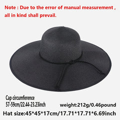 Wide Brim Sunscreen Visor Hat Solid Straw Hat Women Outdoor Travel Beach Hat