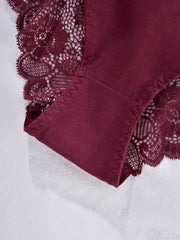 3pcs Lace Briefs Scallop Trim Panties Women's Lingerie