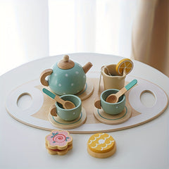 Wooden Toys Toy Tea Playset Deluxe Play Pretend Food Set