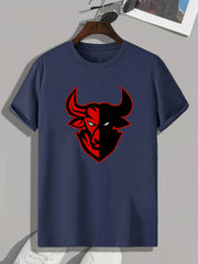 Evil Bull Print Men's Graphic T shirt for Summer