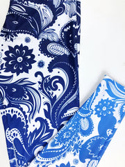 Porcelain Print Cropped Yoga Pants Stretchy Fitness Leggings