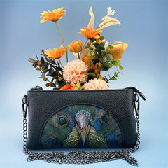 Vintage Floral Leather Lady Clutch Bag Handbag
